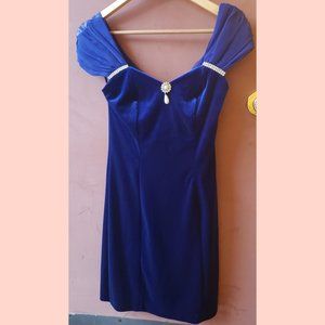 Midnight Blue Off-the-Shoulder Dress